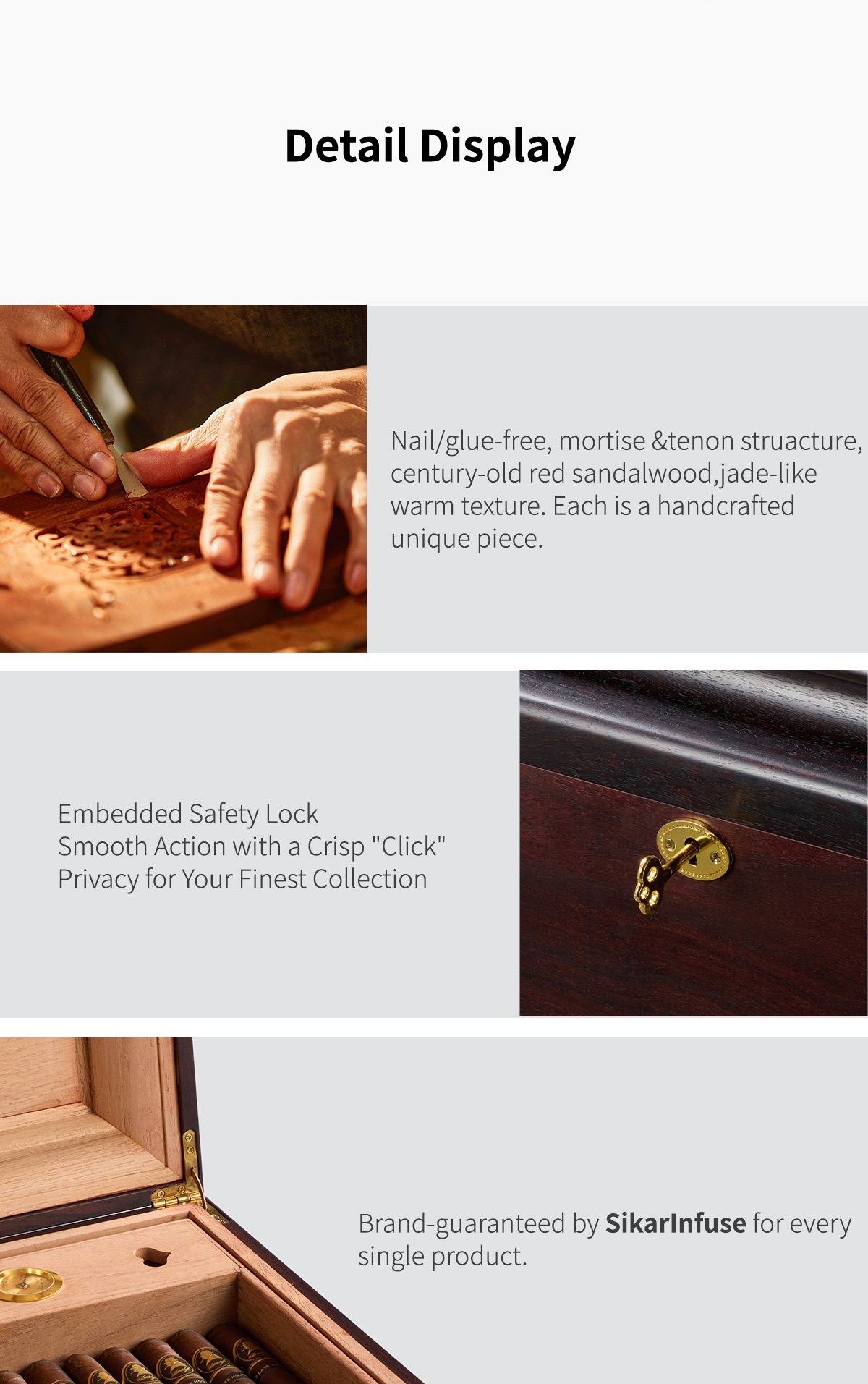 Large Desktop cigar Humidor, Handmade Hardwood Case with Glass Flavor Infusion Tubes 8 宝鼎 11
