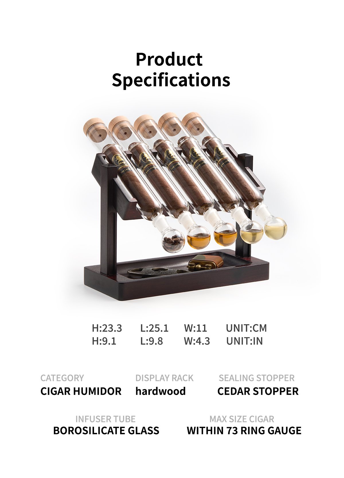 TiltVault cigar Flavor Infuser Humidor 11 五管倾斜1 11 1